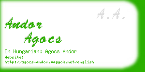 andor agocs business card